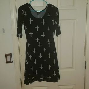 Forever21 Black Cross Skater Dress